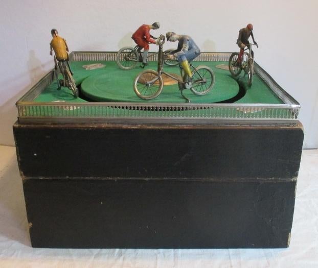 antieke jeu de course met wielrenners cyclisten coureur 1890, Antiek en Kunst, Antiek | Speelgoed, Verzenden