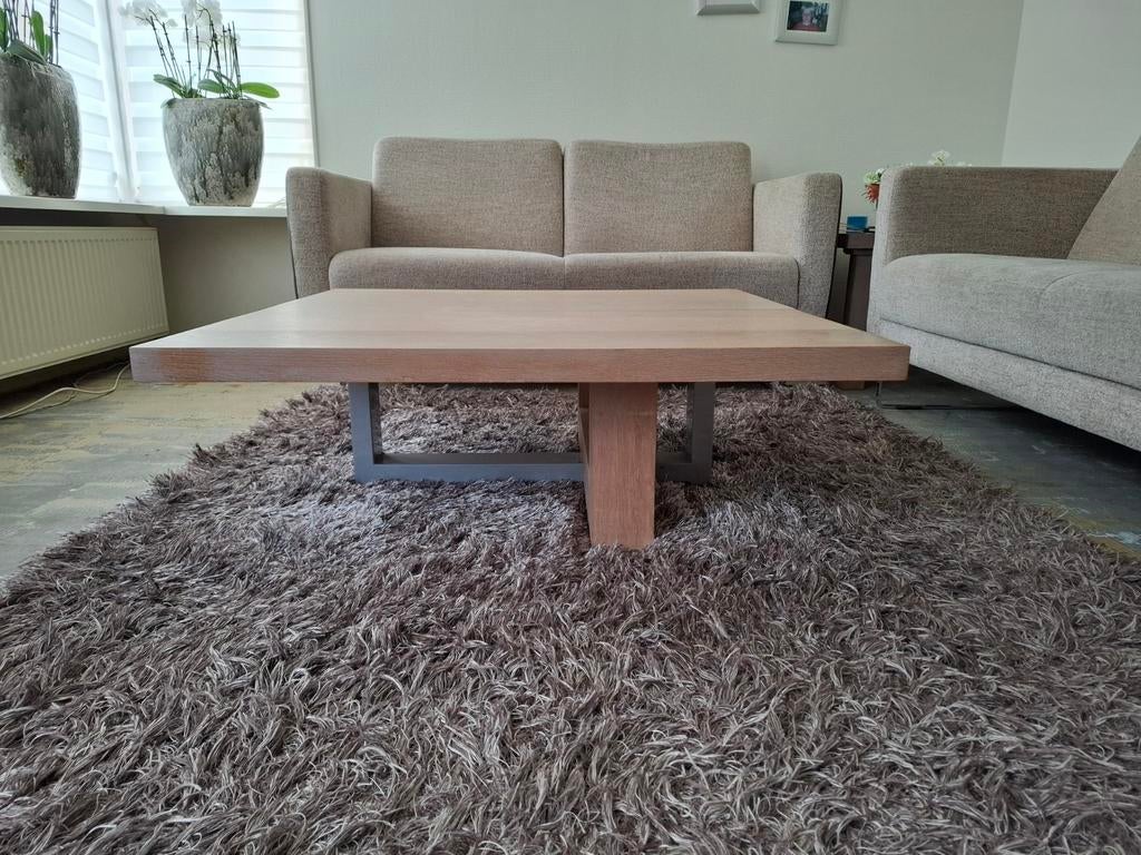 Salontafel en bijzettafel van massief blank eiken, Huis en Inrichting, Tafels | Bijzettafels, Ophalen, Minder dan 45 cm, Gebruikt