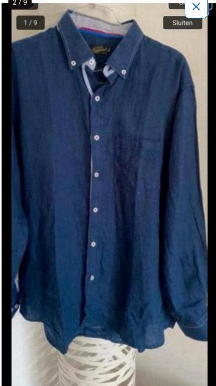 Linnen overhemd xl nieuwstaat, Ophalen of Verzenden, Zo goed als nieuw, Blauw, Halswijdte 43/44 (XL)