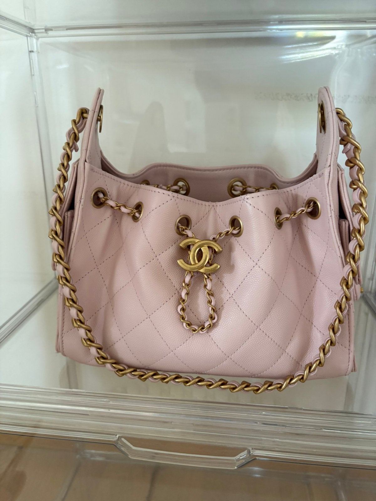 Chanel 25 mini lichtroze brushed gold hardware fullset, Verzamelen, Ophalen of Verzenden, Nieuw