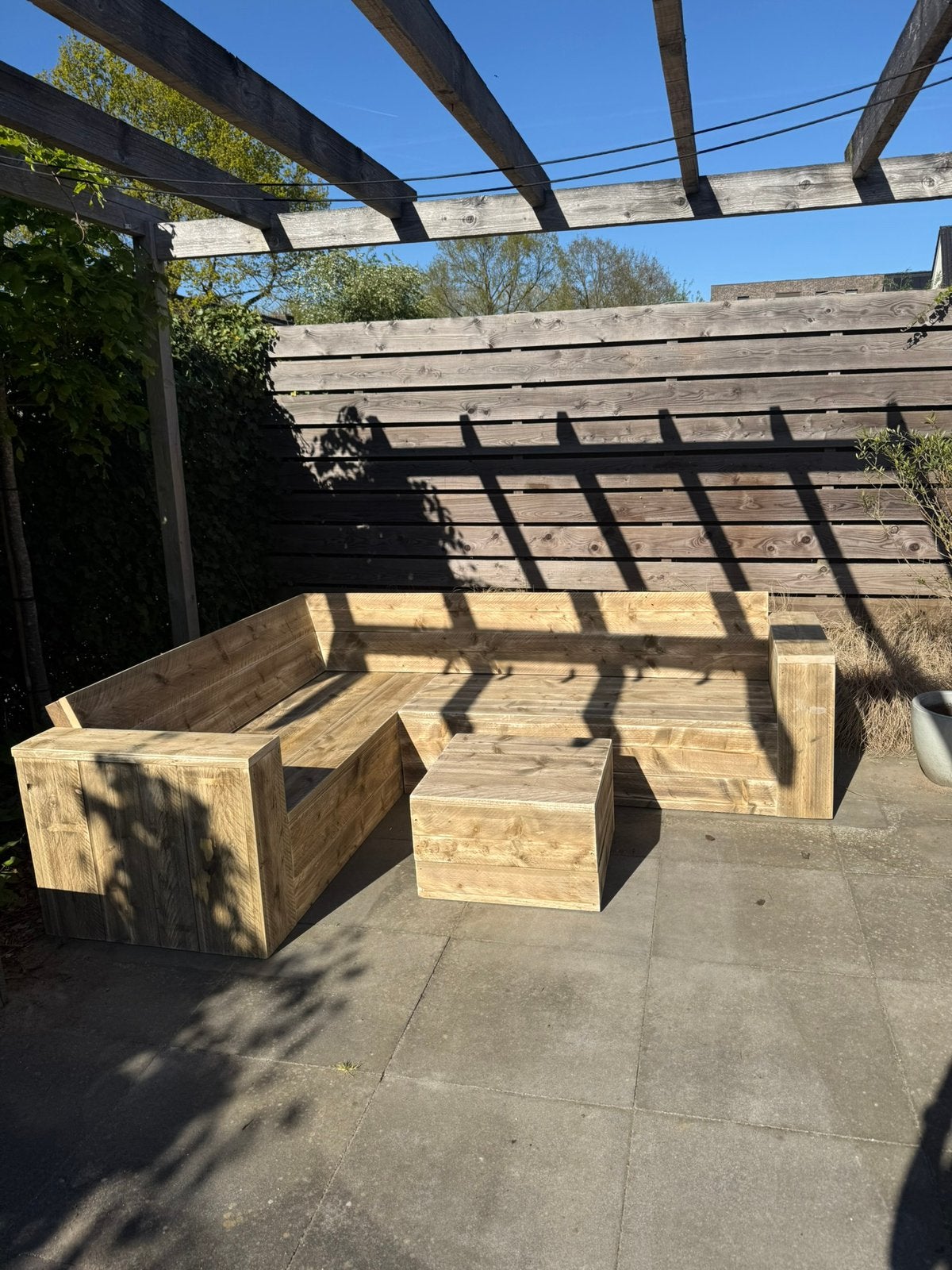 Steigerhout hoekbank tuinmeubelen tuinbank tuin lounge, Tuin en Terras, Ophalen of Verzenden, Nieuw, Steigerhout, Eettafel