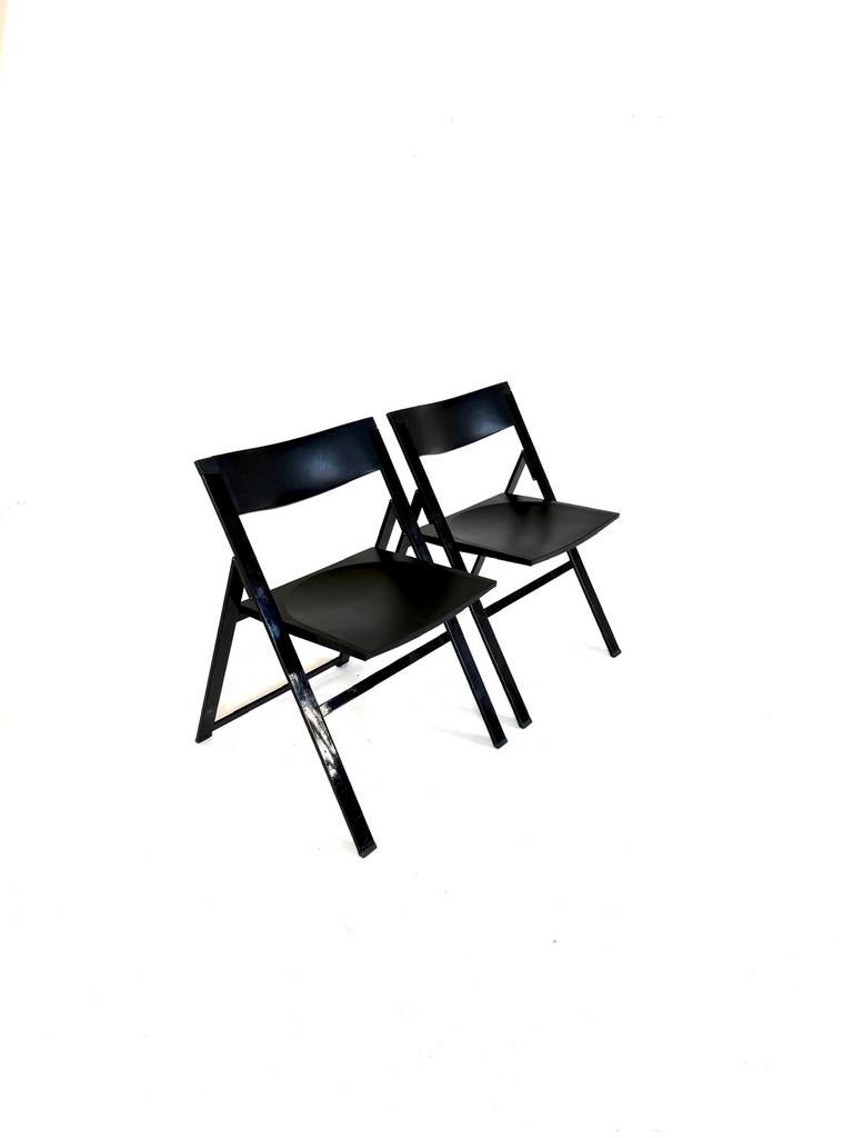 2x Design klapstoel ‘P08’, Justus Kolberg, Tecno ‘90, Twee, Zwart, Ophalen of Verzenden, Zo goed als nieuw