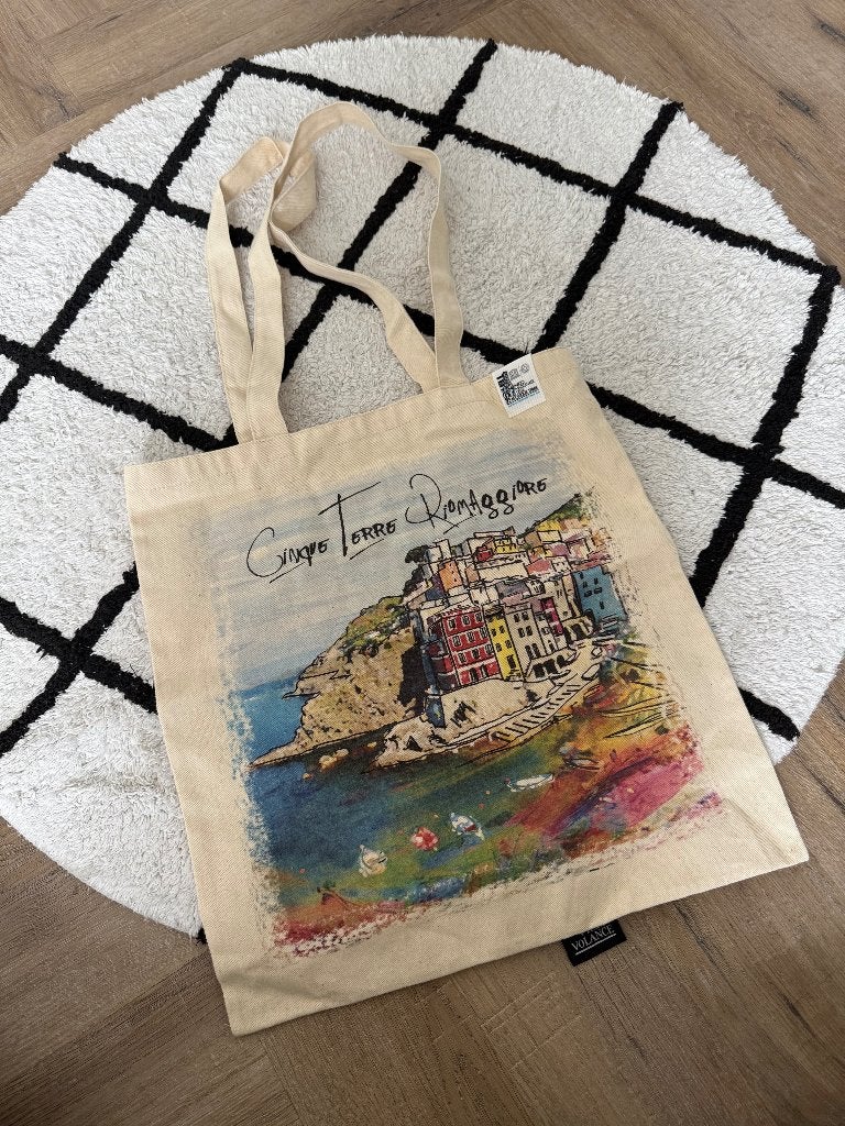 Nieuw handgemaakt Cinque Terre katoen shopper tas Italy wit, Ophalen of Verzenden, Nieuw, Wit, Shopper