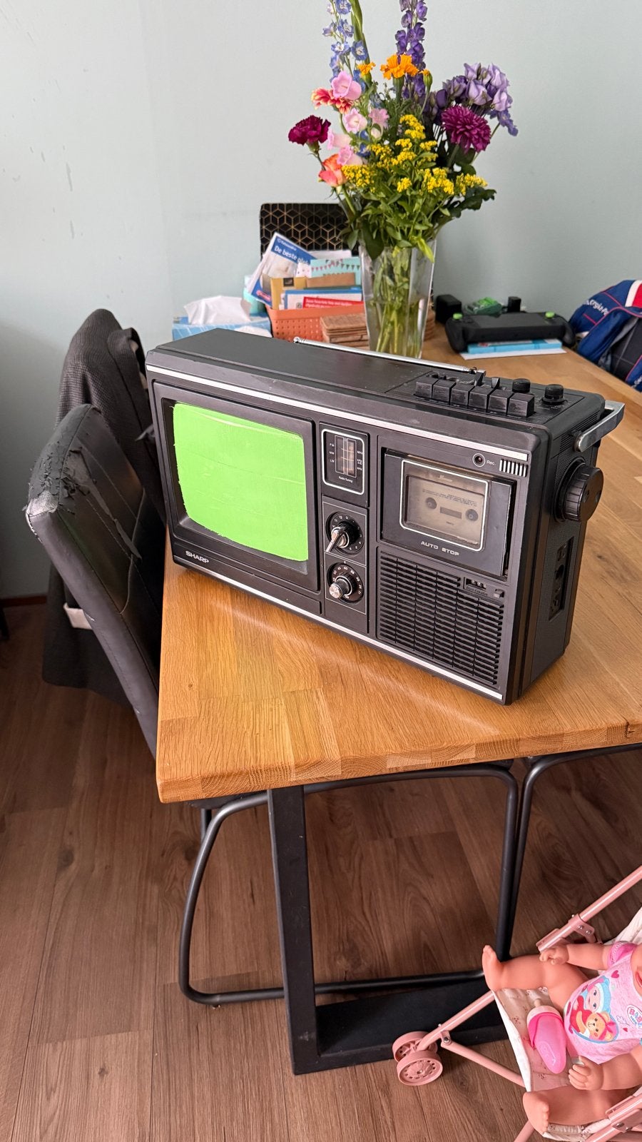 Retro TV casette combi jaren 70 80, Sharp, Ophalen of Verzenden, Gebruikt, Minder dan 40 cm, Sharp