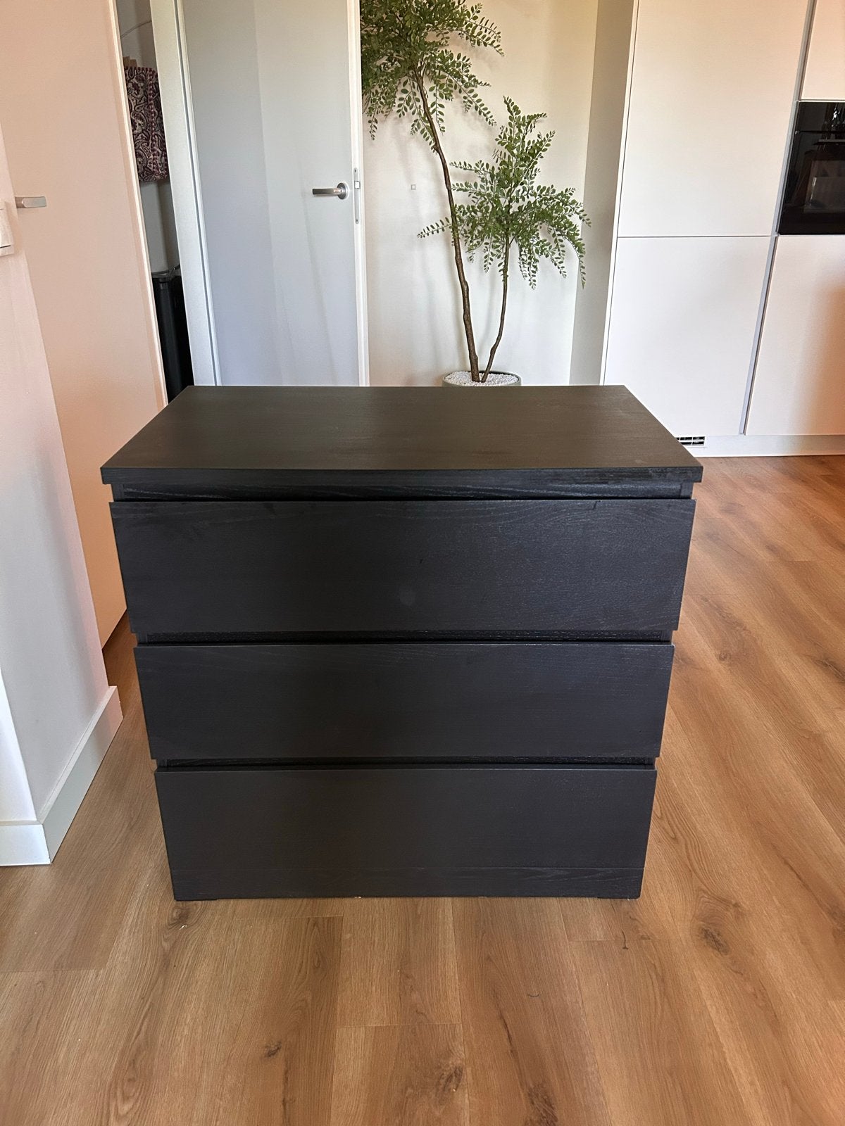 Zwarte ladekast met 3 laden, Ophalen, Gebruikt, 50 tot 100 cm, 3 of 4 laden
