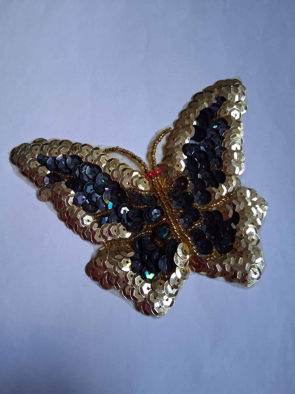 Chique Vintage '80 Goud Zwarte Pailletten Vlinder Applicatie, Ophalen of Verzenden, Nieuw