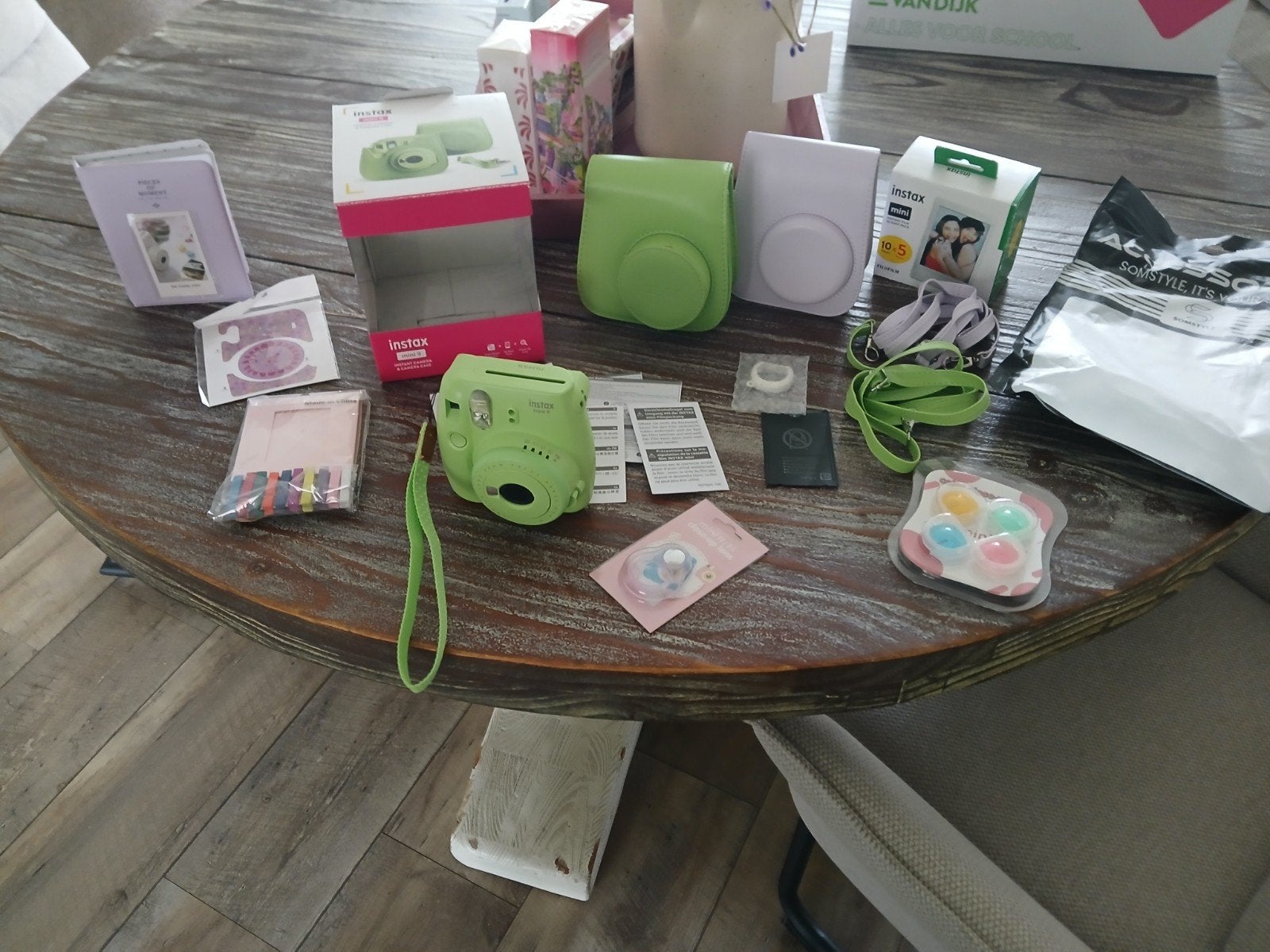 Instax Mini 9 Camera ZGAN met accessoires set, Ophalen of Verzenden, Zo goed als nieuw, Geen optische zoom