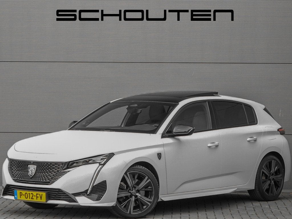 Peugeot 308 1.6 Hybrid 225 GT Pack Business Pano ACC Focal 3, Auto's, Peugeot, 12 maanden, Euro 6, 4 cilinders, Wit