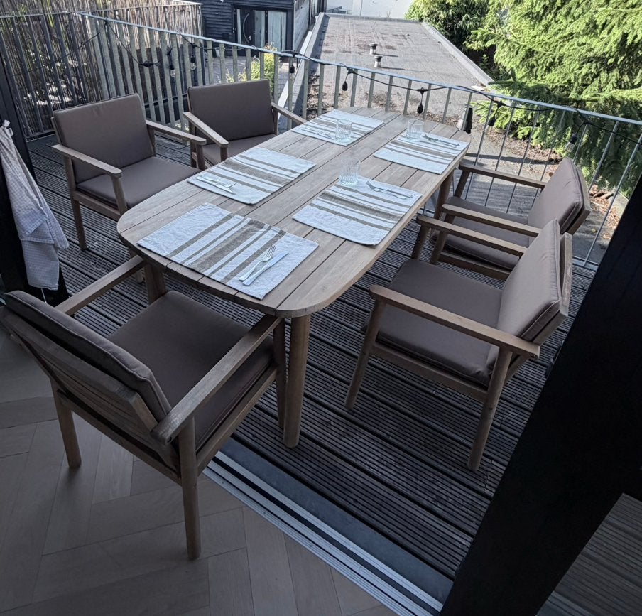 Karwei Tuinset te koop (te groot voor ons balkon), Ophalen, Zo goed als nieuw, Wicker, Stoel
