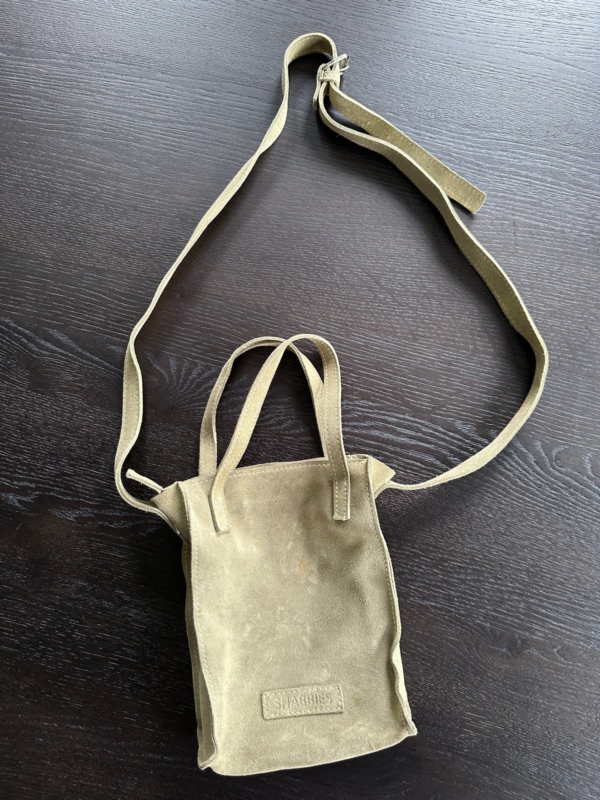 Shabbies Amsterdam suède schoudertasje, Ophalen, Gebruikt, Beige, Schoudertasje