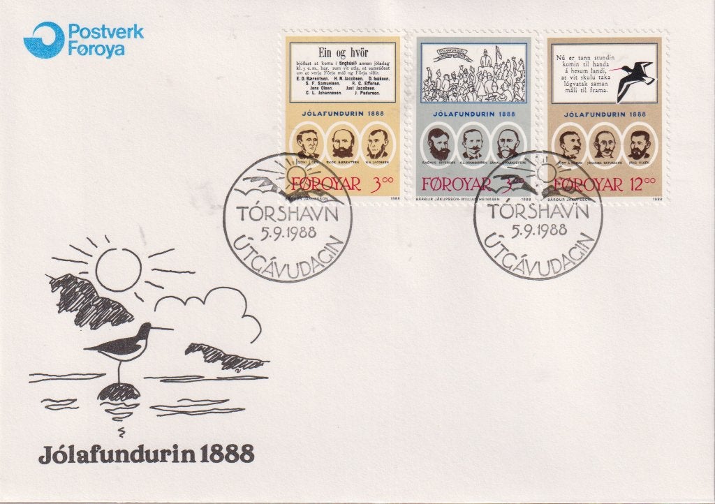 Faeröer 1988 Sa163 bekende personen vogel, Verzenden, Onbeschreven, Europa
