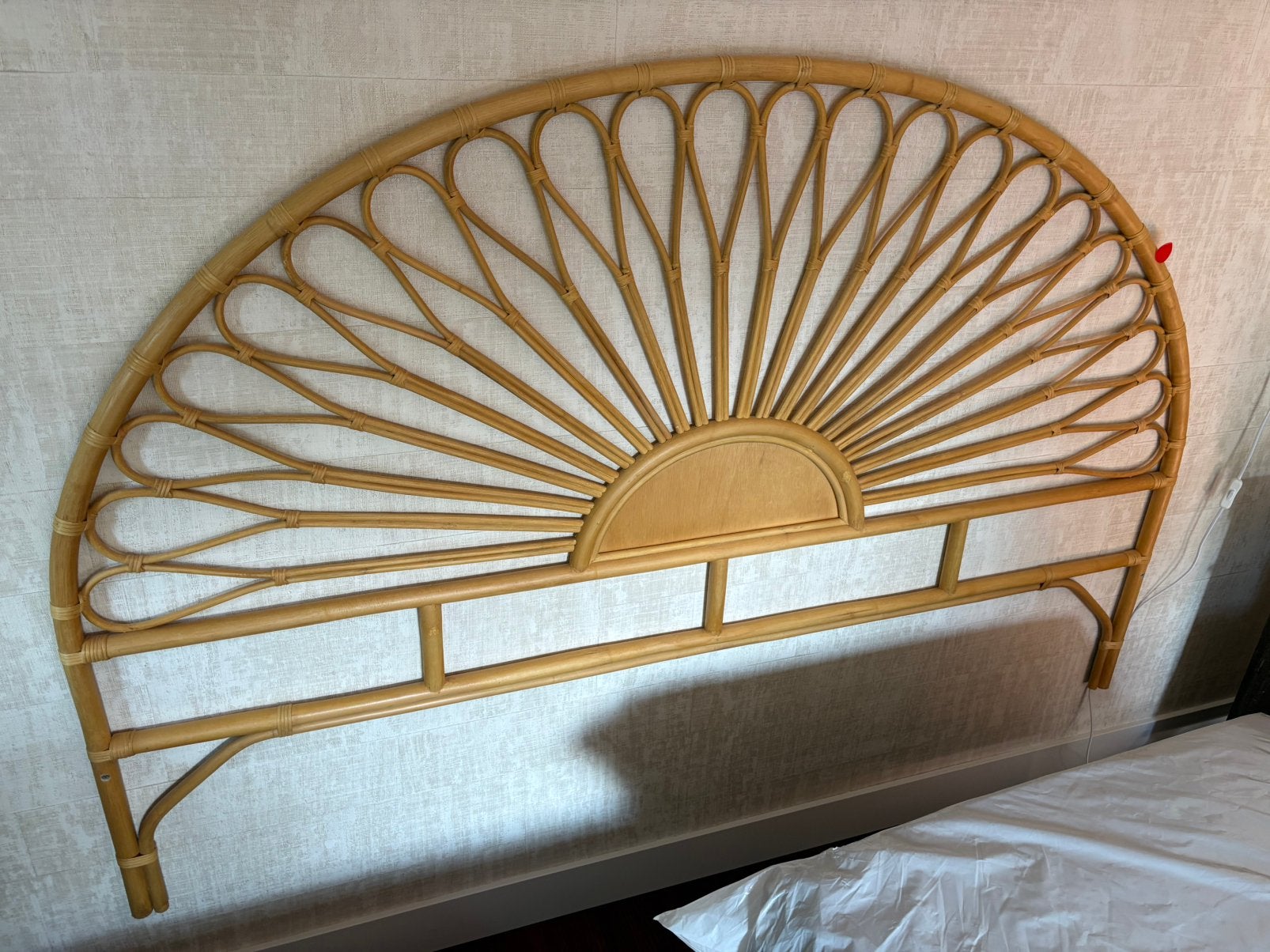 Leuk bamboe/bohemian hoofdbord bed, Ophalen, Tweepersoons, Zo goed als nieuw, 180 cm