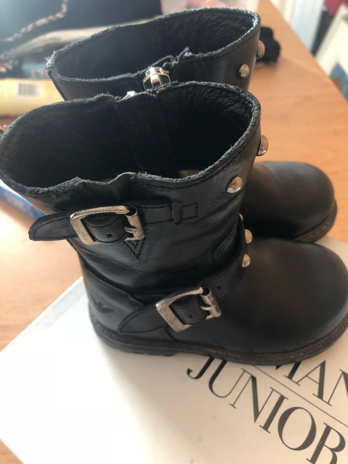 Armani Junior leren laarzen maat 21 - Zwart, Ophalen, Gebruikt, Jongen of Meisje, Laarzen