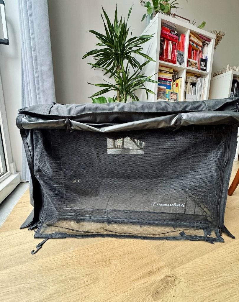 Hondenbench 2-deurs (76x48x54 cm) + bench cover & matrasje, Ophalen, Zo goed als nieuw