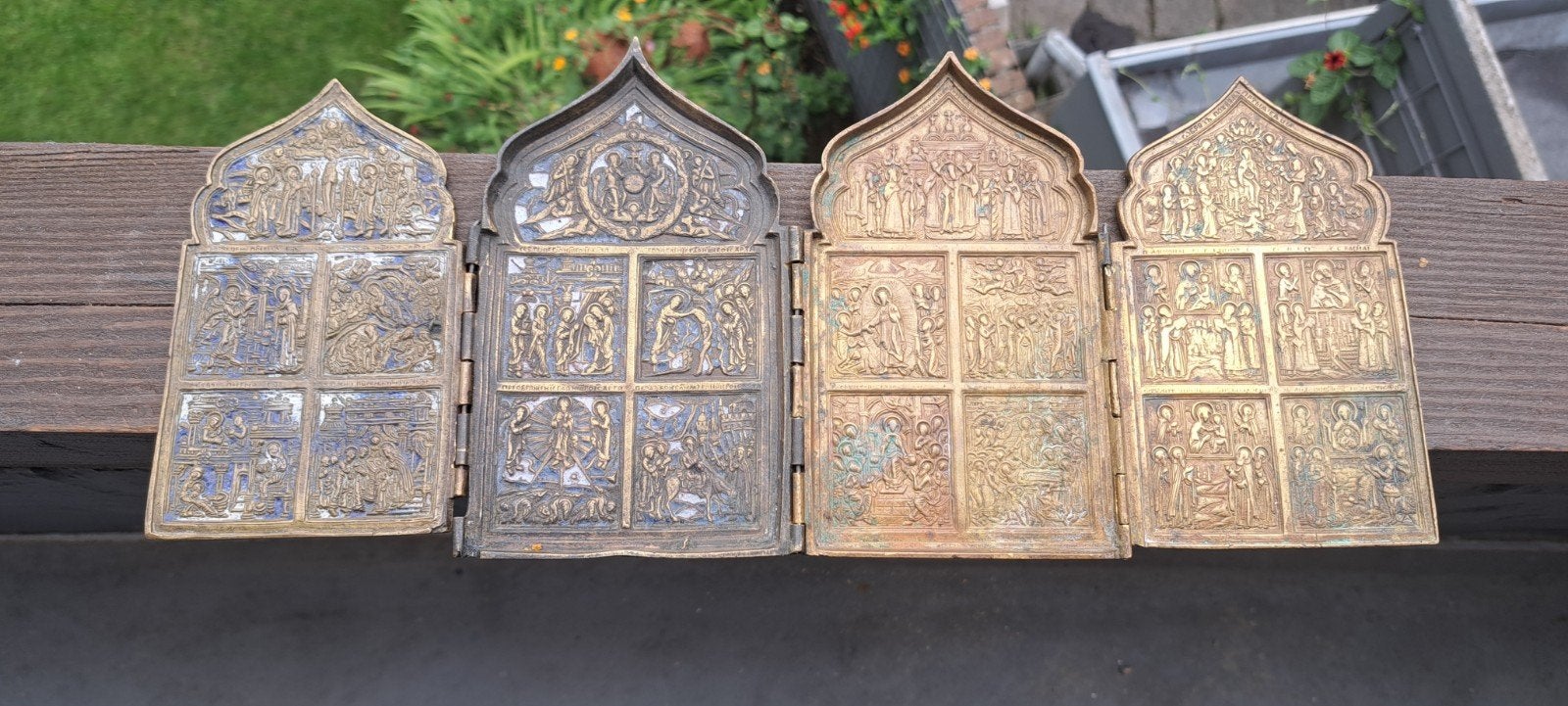 (4)Russische bronzen reis icoon, Antiek en Kunst, Ophalen of Verzenden