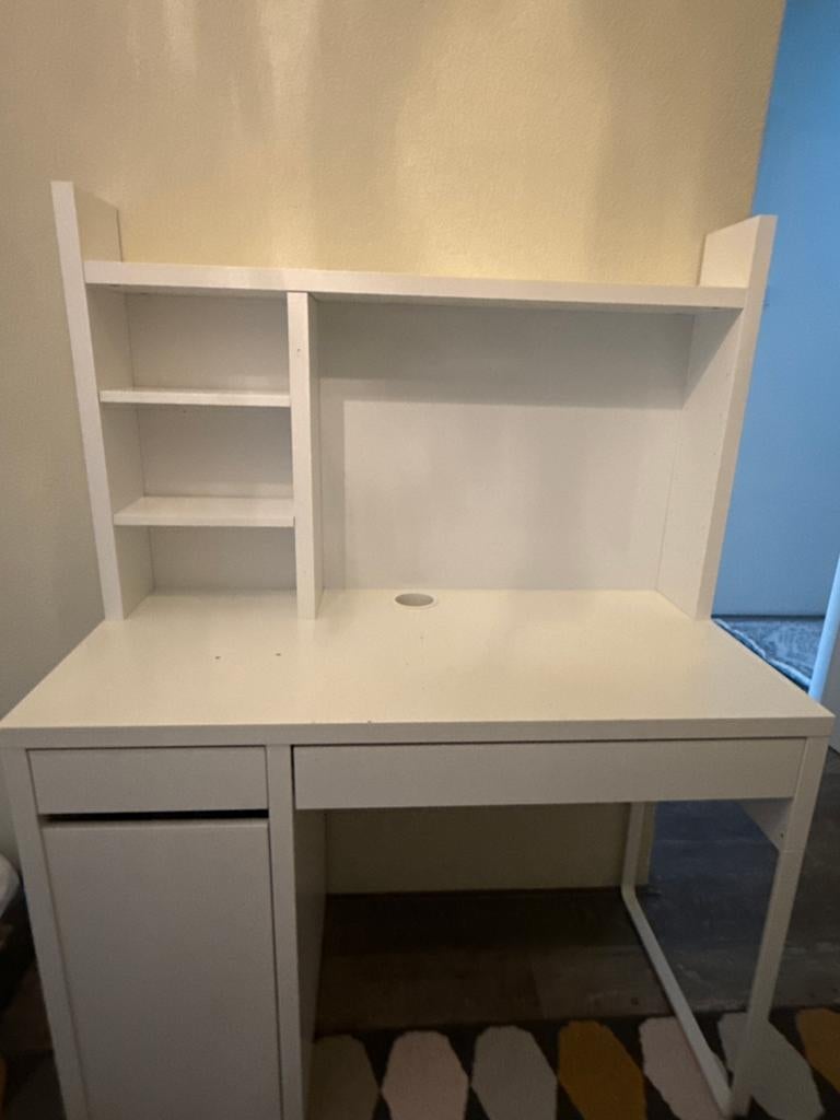 Wit bureau met opbouw en lades - Ideaal voor thuiswerkplek, Huis en Inrichting, Bureaus, Ophalen, Demontabel, Spaanplaat of MDF
