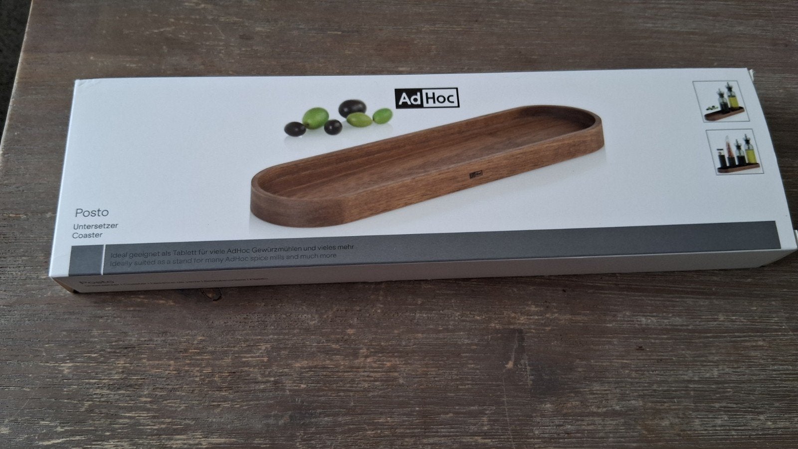AdHoc Posto Dienblad van duurzaam acaciahout - 35 x 8,2 cm, Overige typen, Hout, Nieuw, Ophalen of Verzenden