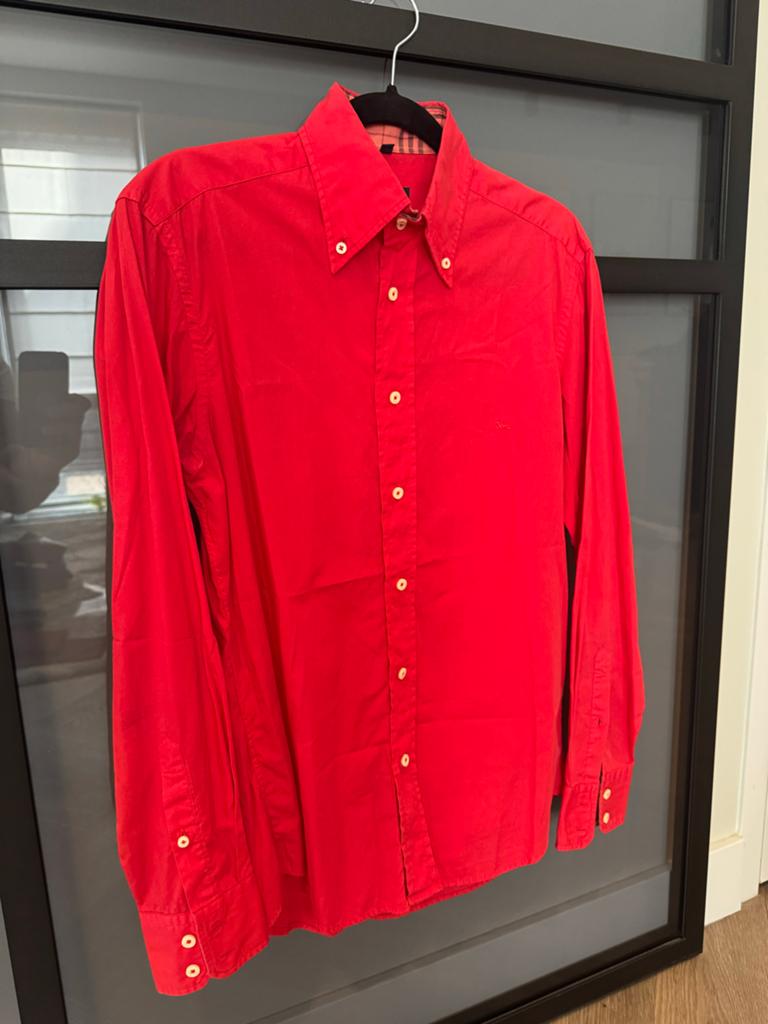 Burberry London overhemd, Ophalen of Verzenden, Zo goed als nieuw, Rood, Halswijdte 38 (S) of kleiner