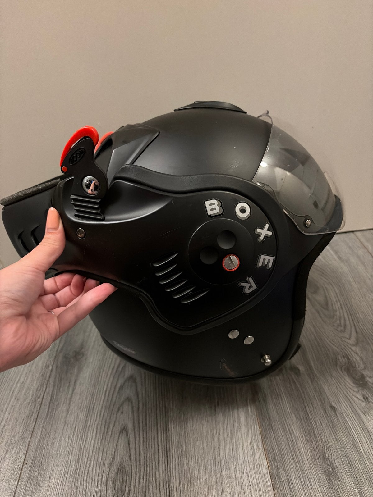 Roof Boxer helm maat S met paars vizier extra, Motoren, Kleding | Motorhelmen, Overige merken, Systeemhelm, Verzenden, S
