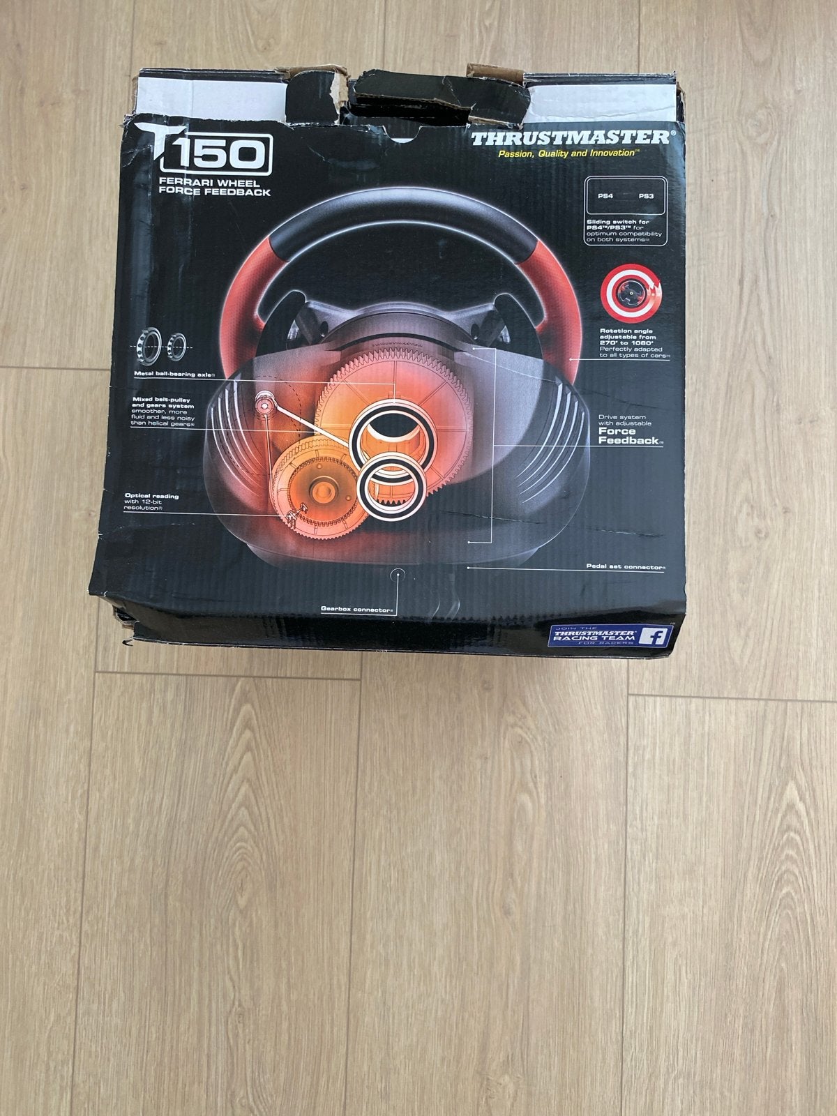 Thrustmaster T150 Ferrari racestuur met pedalen PlayStation, Ophalen, Racestuur, Gebruikt, Force feedback