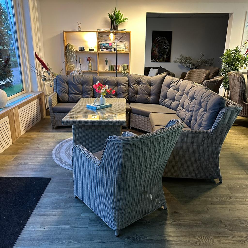 XL wicker loungeset / tuinset – Hoekbank + fauteuil + tafel, Verzenden, ., Zo goed als nieuw, .
