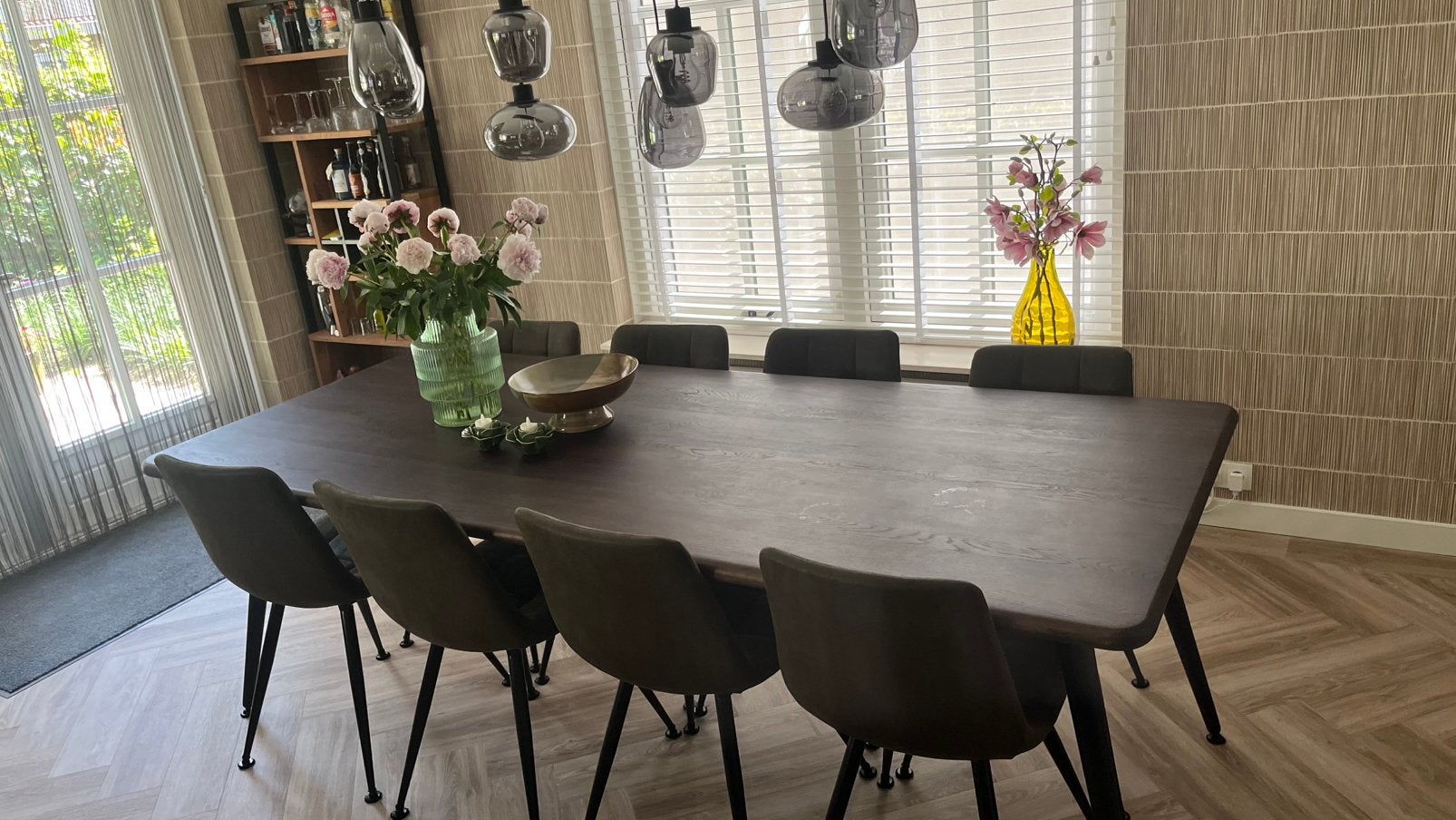 Tafel met 8 stoelen, Gebruikt, 200 cm of meer, Metaal, Rechthoekig