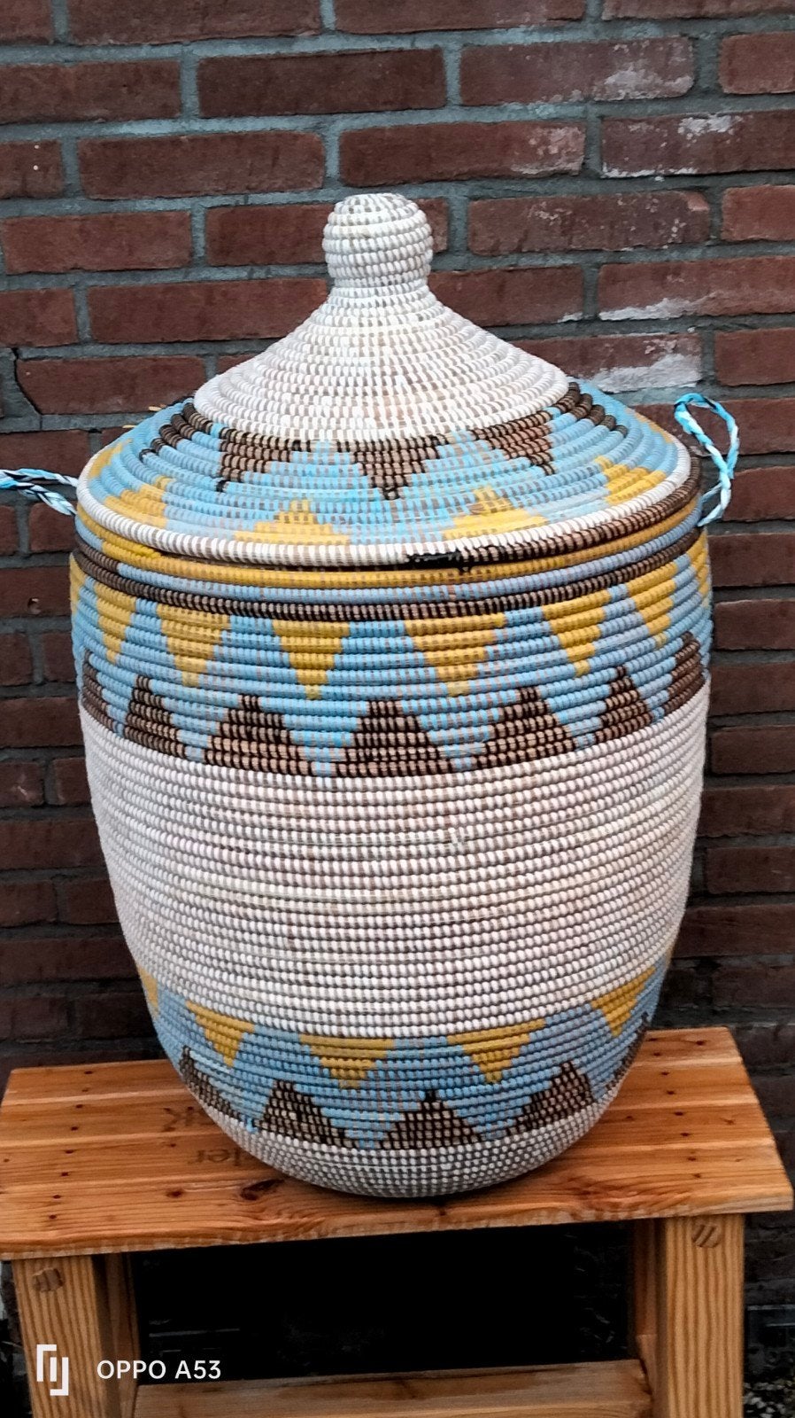 Handgemaakte rieten mand uit Afrika - 80x48cm, Ophalen of Verzenden