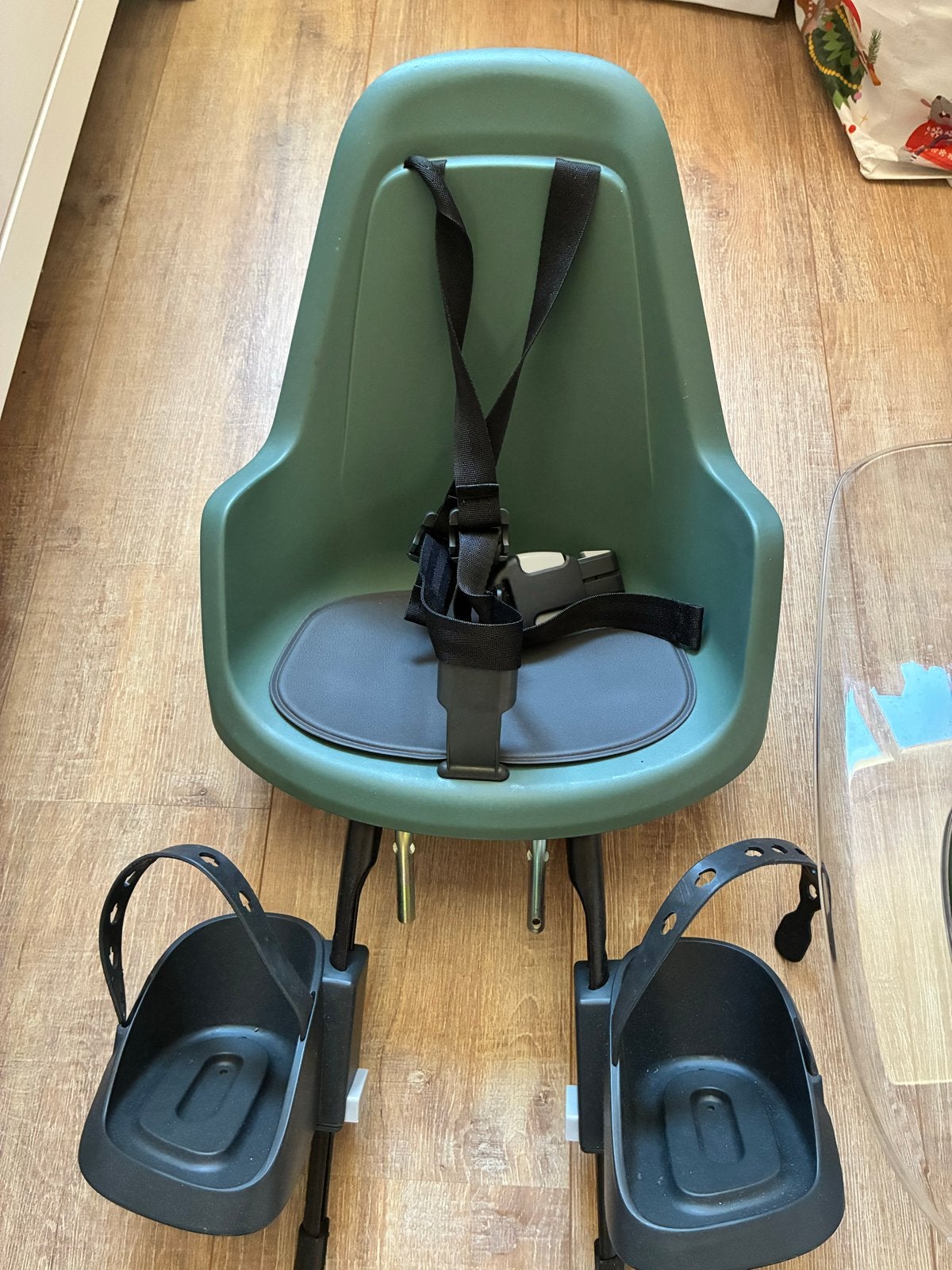 Bobike voorzitje met windscherm groen, Ophalen, Voetsteuntjes, Zo goed als nieuw, Voorzitje