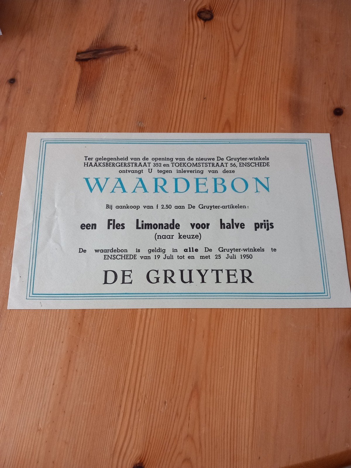 waardebon De Gruyter Enschede, Ophalen of Verzenden, Overige typen