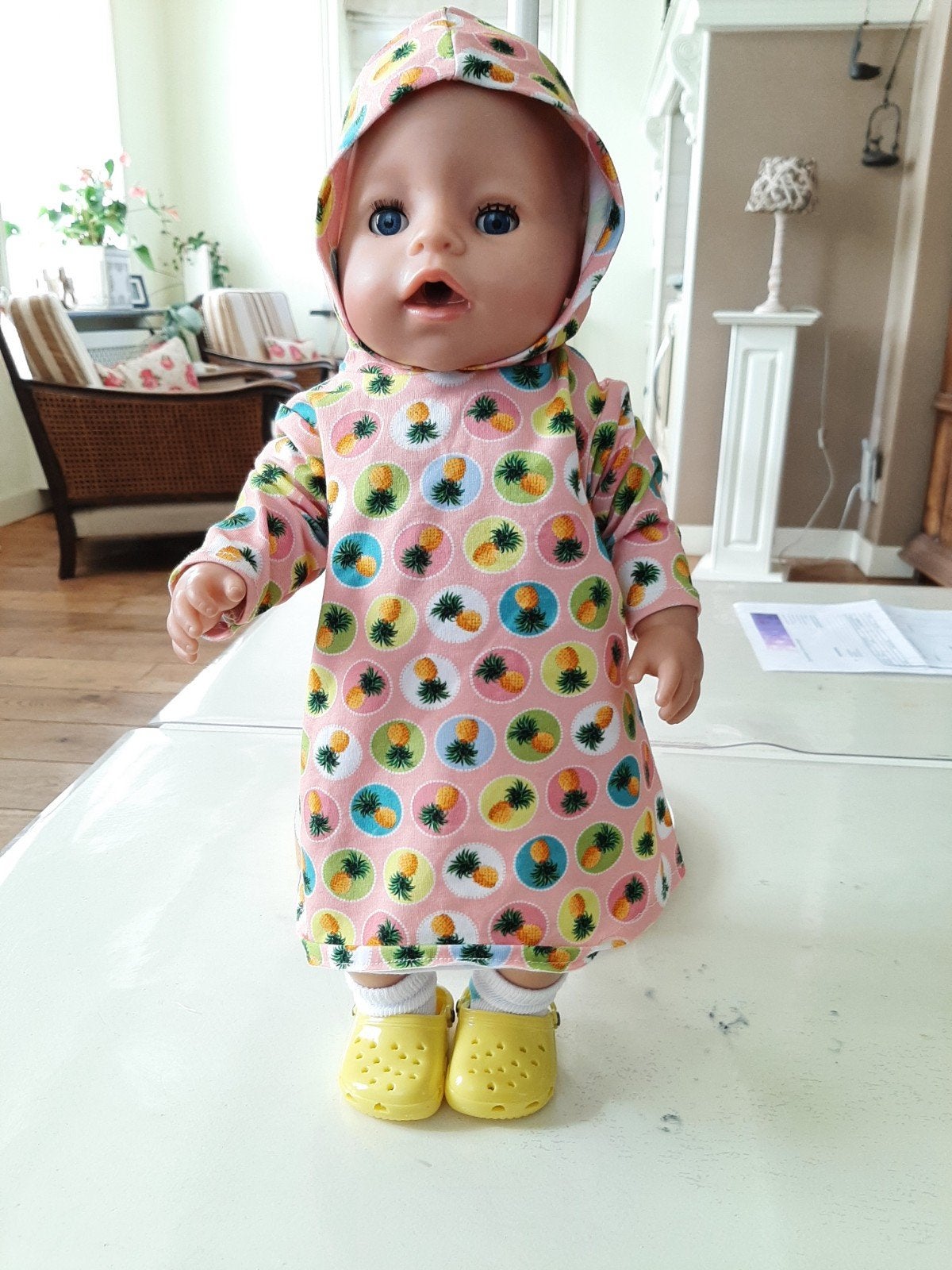 ananas hoody jurk crocs baby born pop 43cm, Ophalen of Verzenden, Nieuw, Babypop