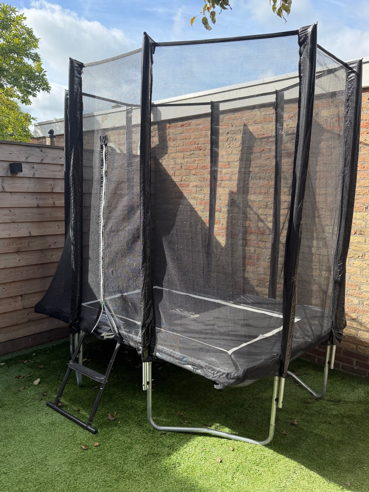 Salta Trampoline 214x153 cm met veiligheidsnet en trappetje, Ophalen of Verzenden, Gebruikt