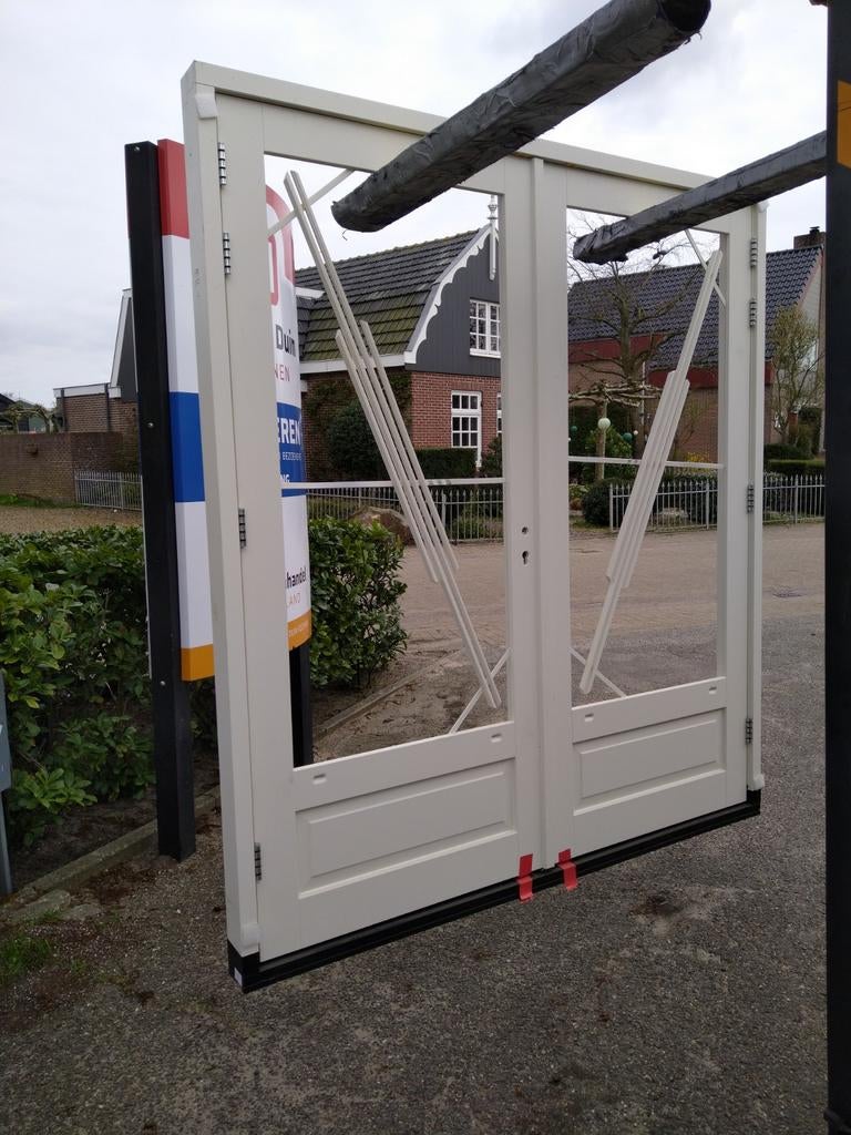 Hardhout kozijn met dubbele tuindeuren, Nieuw, Ophalen of Verzenden, Buitendeur, Hout