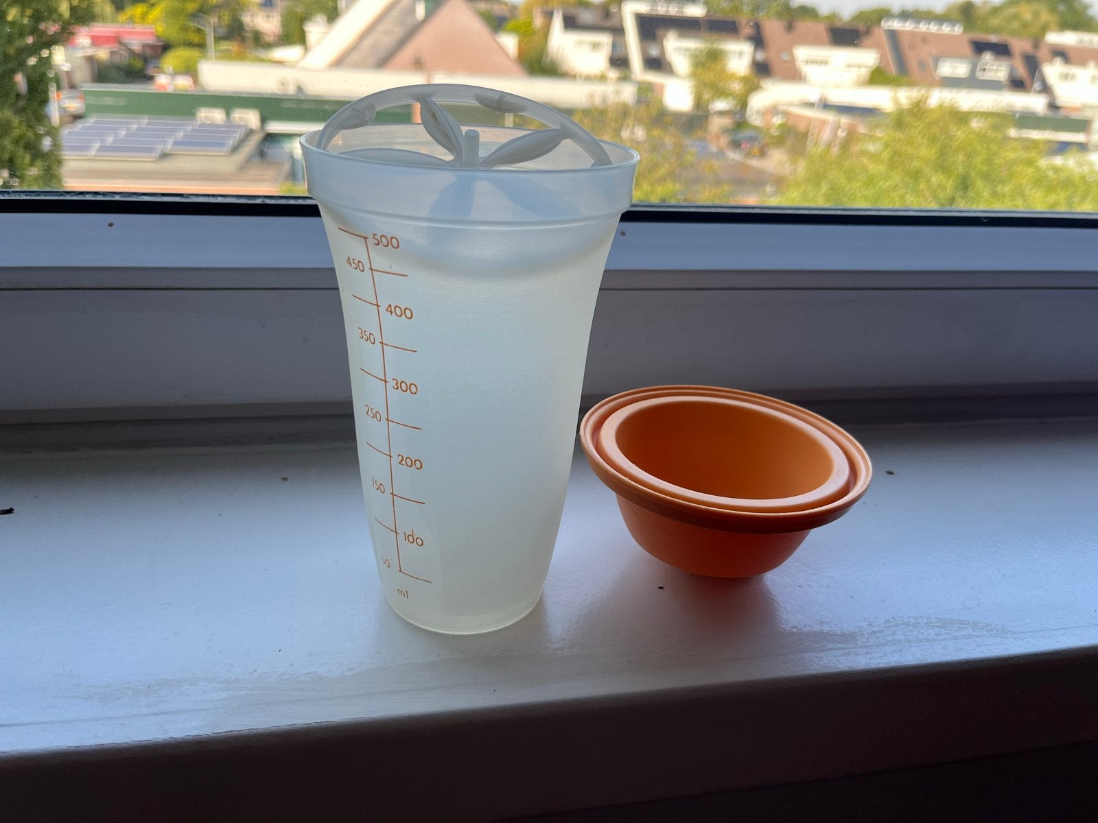 Tupperware Shaker 500ml met maataanduiding, Kunststof, Ophalen of Verzenden, Overige merken, Oranje