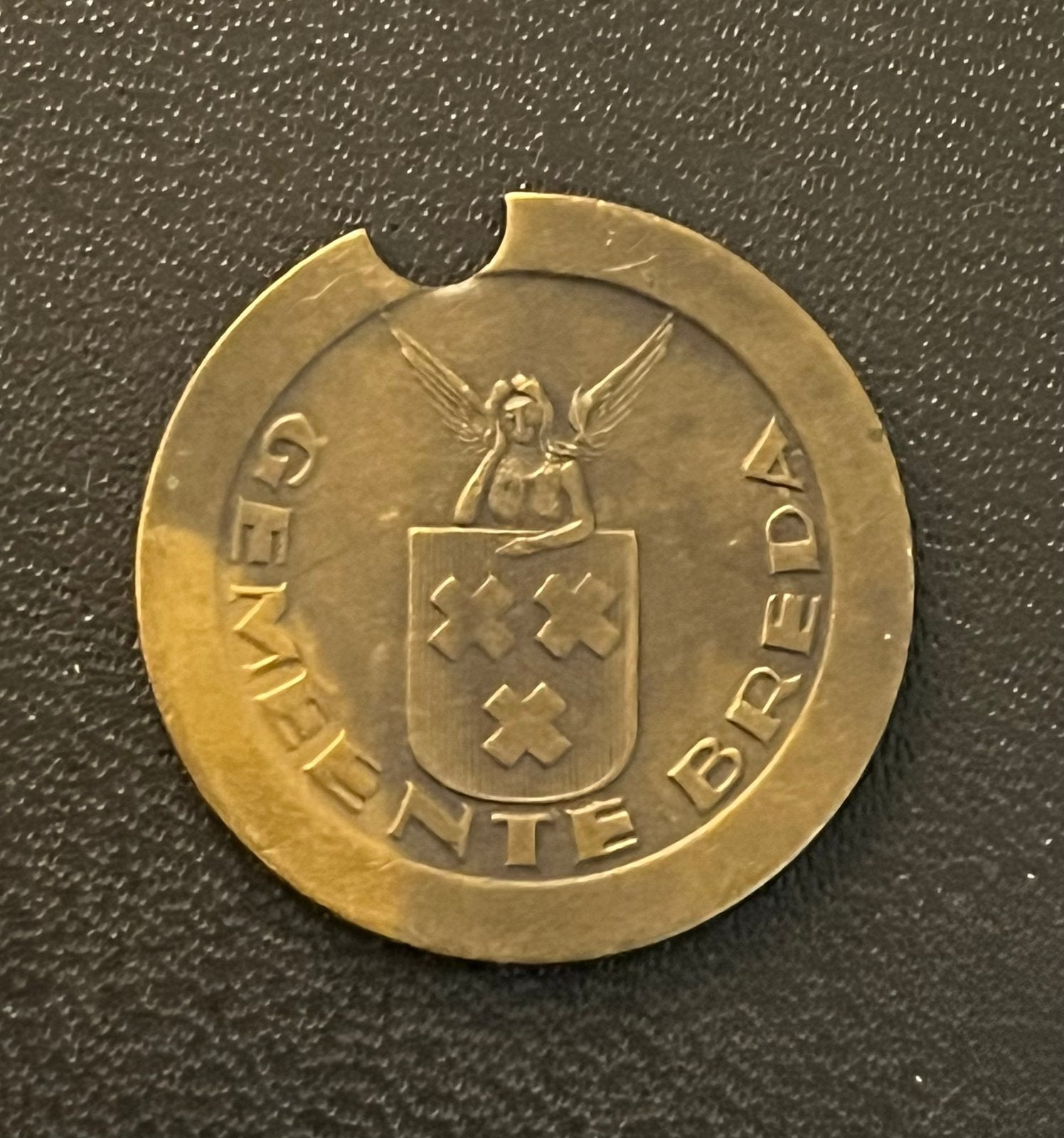 Gaspenning Breda 1928-1948 1 M3 Gas, Postzegels en Munten, Ophalen of Verzenden, Brons, Nederland