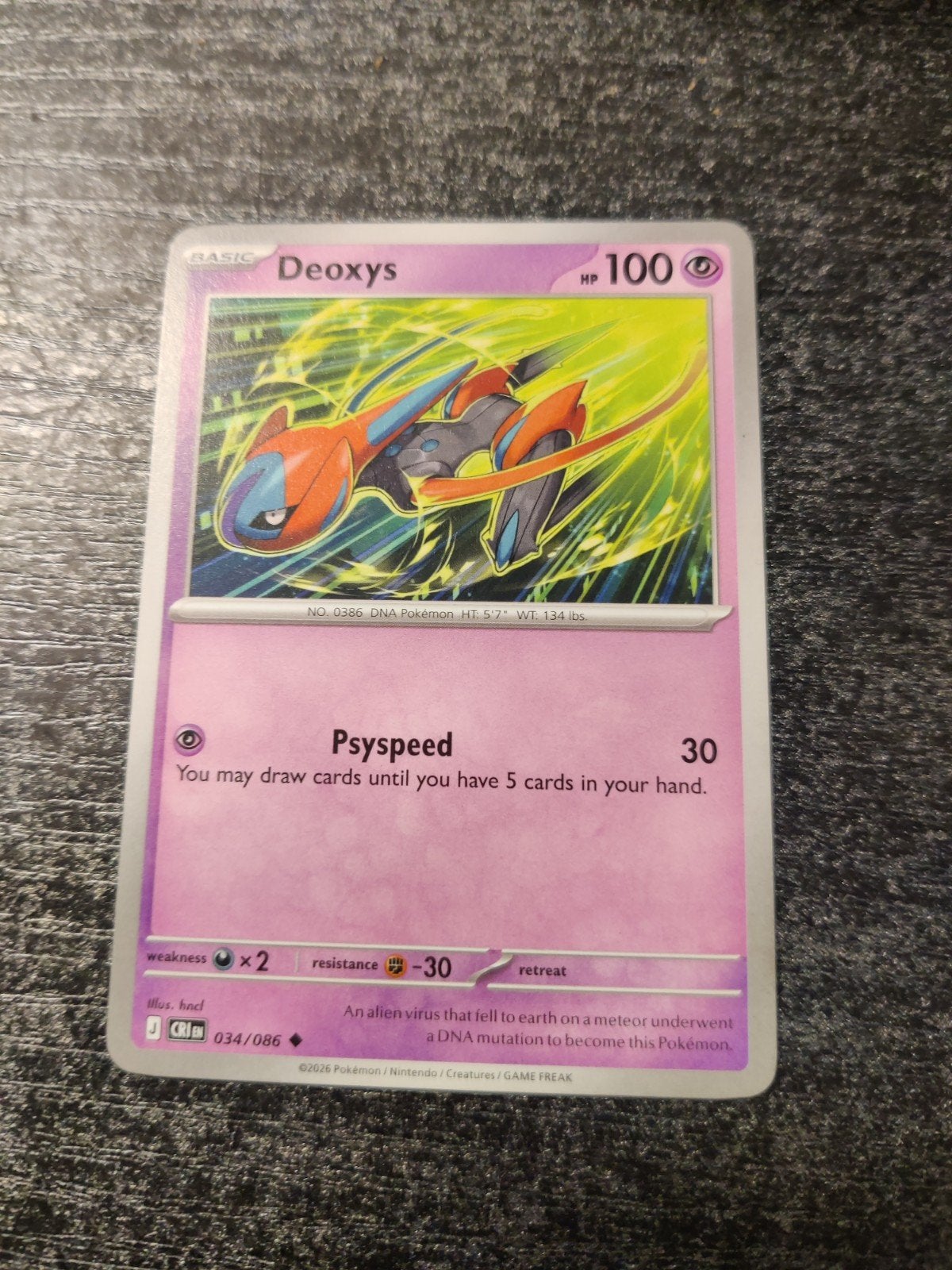 Deoxys Pokemon kaart 034/086, Ophalen, Zo goed als nieuw, Losse kaart