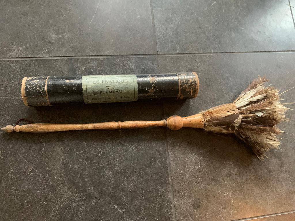 Le Pratique antieke plumeau met fazantveren rond 1900, Antiek en Kunst, Ophalen of Verzenden