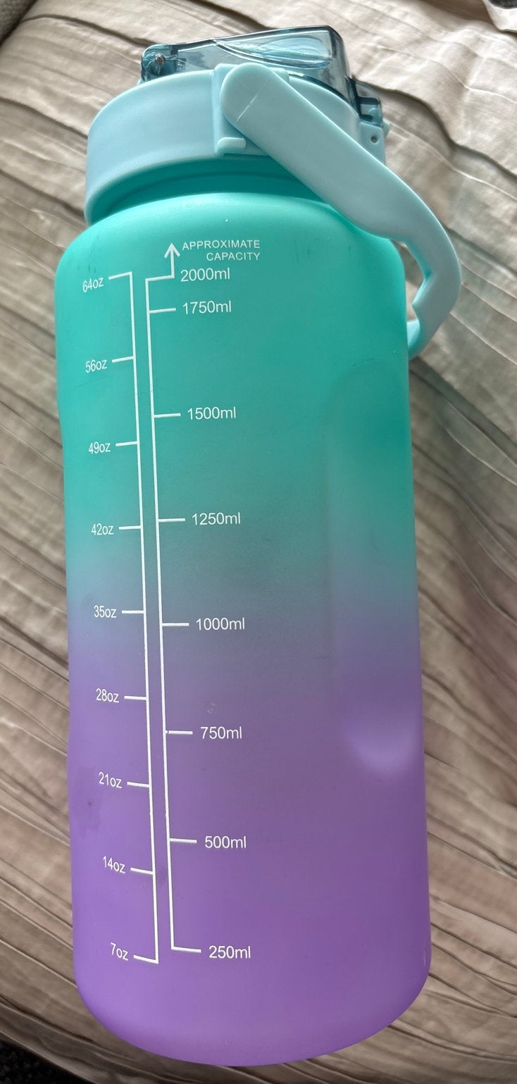 Grote waterfles met tijdmarkeringen - 2 liter, Ophalen of Verzenden, Zo goed als nieuw