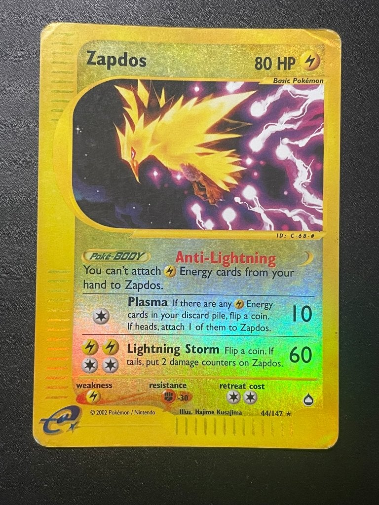 Zapdos 44/147 Reverse, Aquapolis, Ophalen of Verzenden, Zo goed als nieuw, Losse kaart, Foil