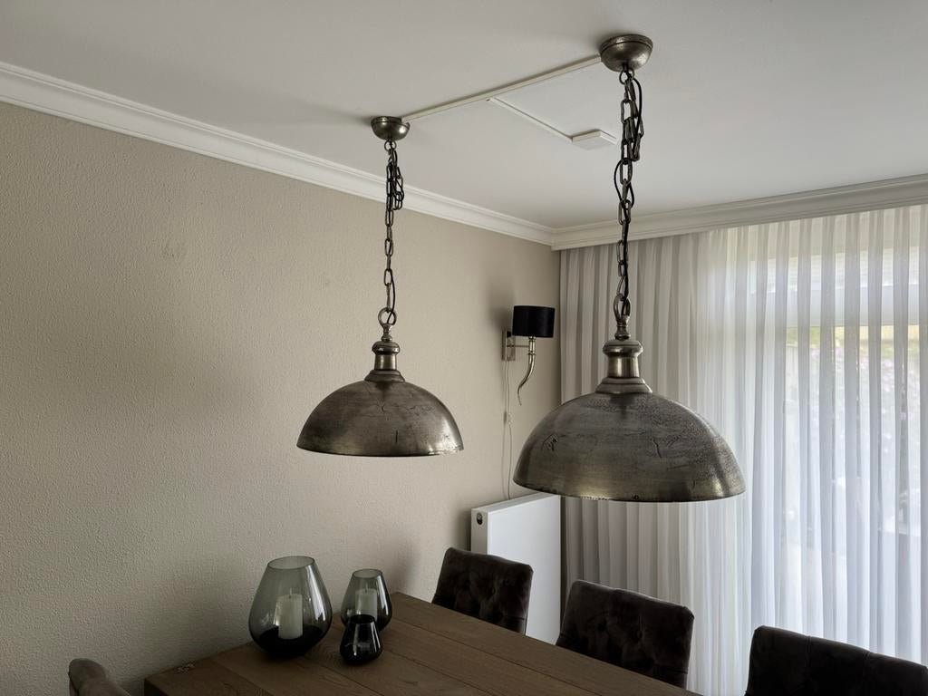 Eetkamerlampen, industriëel 2x, Ophalen, Zo goed als nieuw