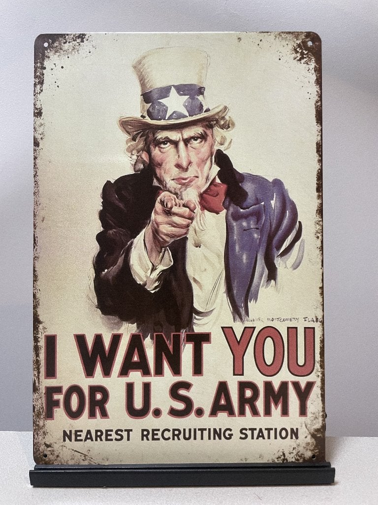 I WANT YOU wandbord (Old Look), Verzamelen, Militaria | Tweede Wereldoorlog, Www.pand50.nl, Amerika, Overige typen, Ophalen of Verzenden