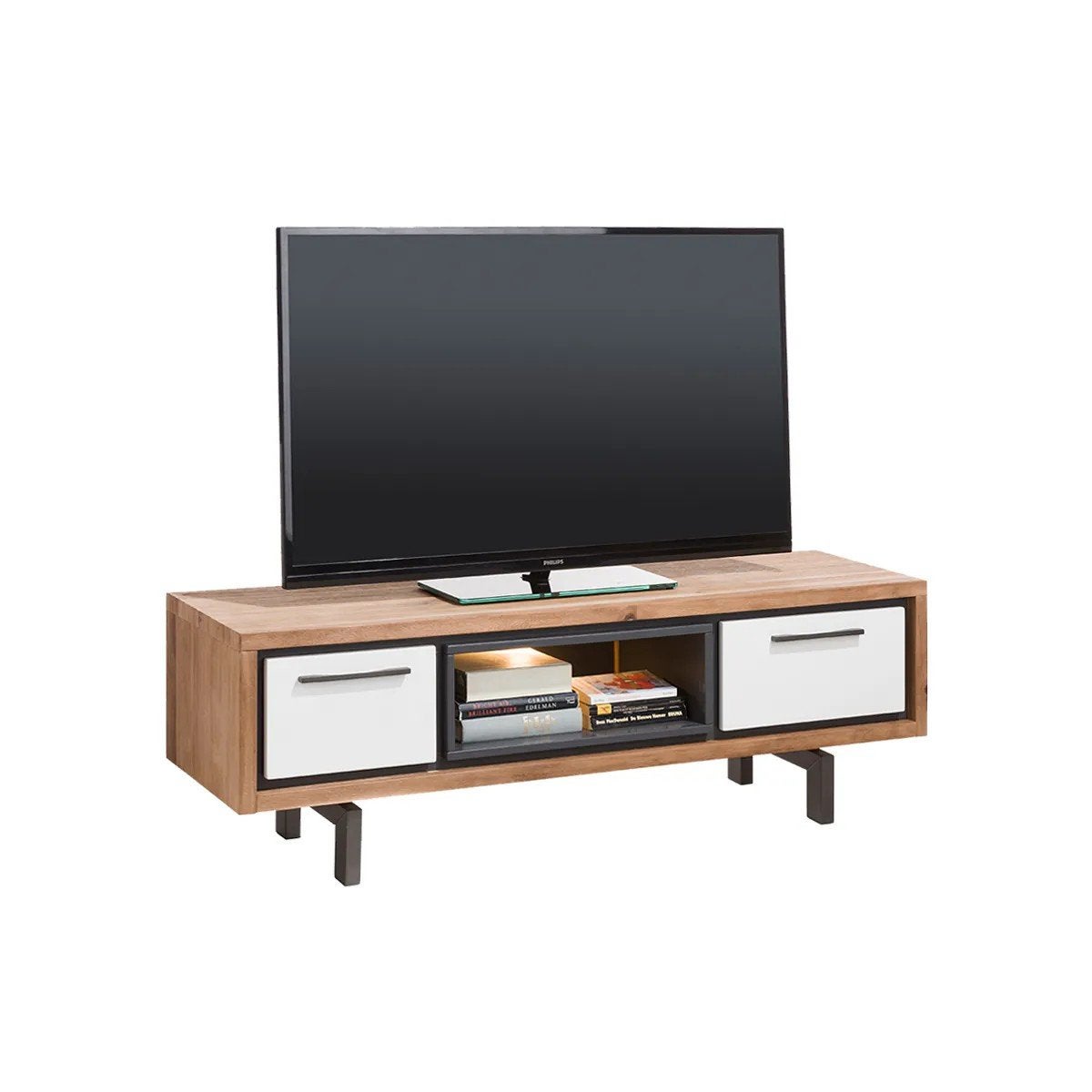 Modern TV-meubel met opbergruimte Xooon Otta, Ophalen, 100 tot 150 cm, Eikenhout, Zo goed als nieuw
