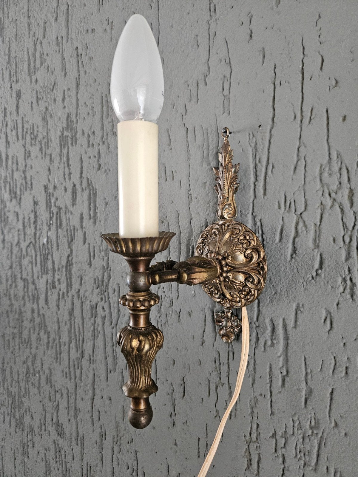 Antieke messing wandlamp Empire stijl, Ophalen of Verzenden