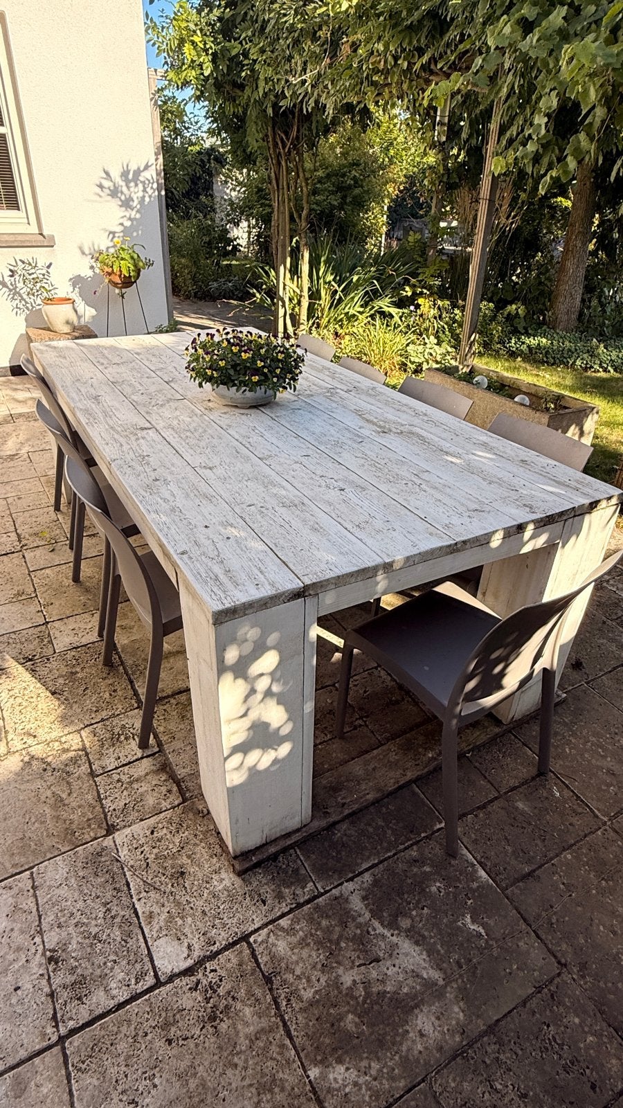 Steigerhouten tuintafel - 3 jaar oud - Huis&Tuin Zoetermeer, Ophalen of Verzenden, Gebruikt, Rechthoekig, Overige materialen