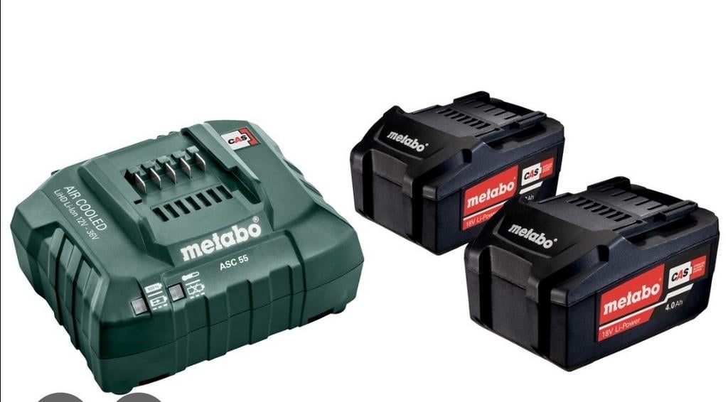 Metabo acculader ASC 30-36 V met twee 18V 4.0Ah accu's, Doe-het-zelf en Verbouw, Gereedschap | Boormachines, Ophalen of Verzenden