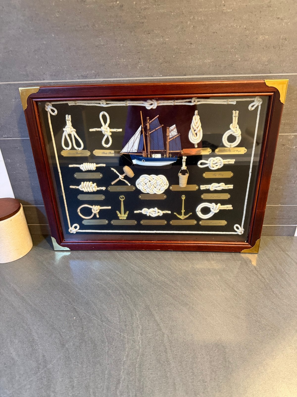Knopenbord met bootje - Maritieme decoratie, Ophalen of Verzenden, Gebruikt
