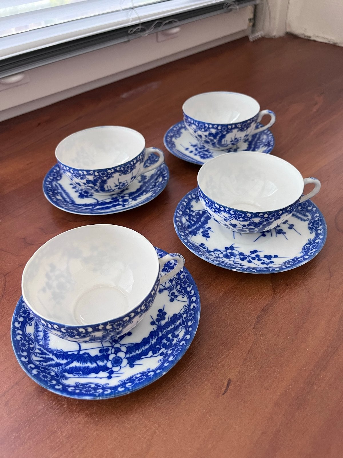 Vintage Japans theeservies - blauw-wit porselein, Huis en Inrichting, Keuken | Servies, Gebruikt, Ophalen of Verzenden, Overige stijlen
