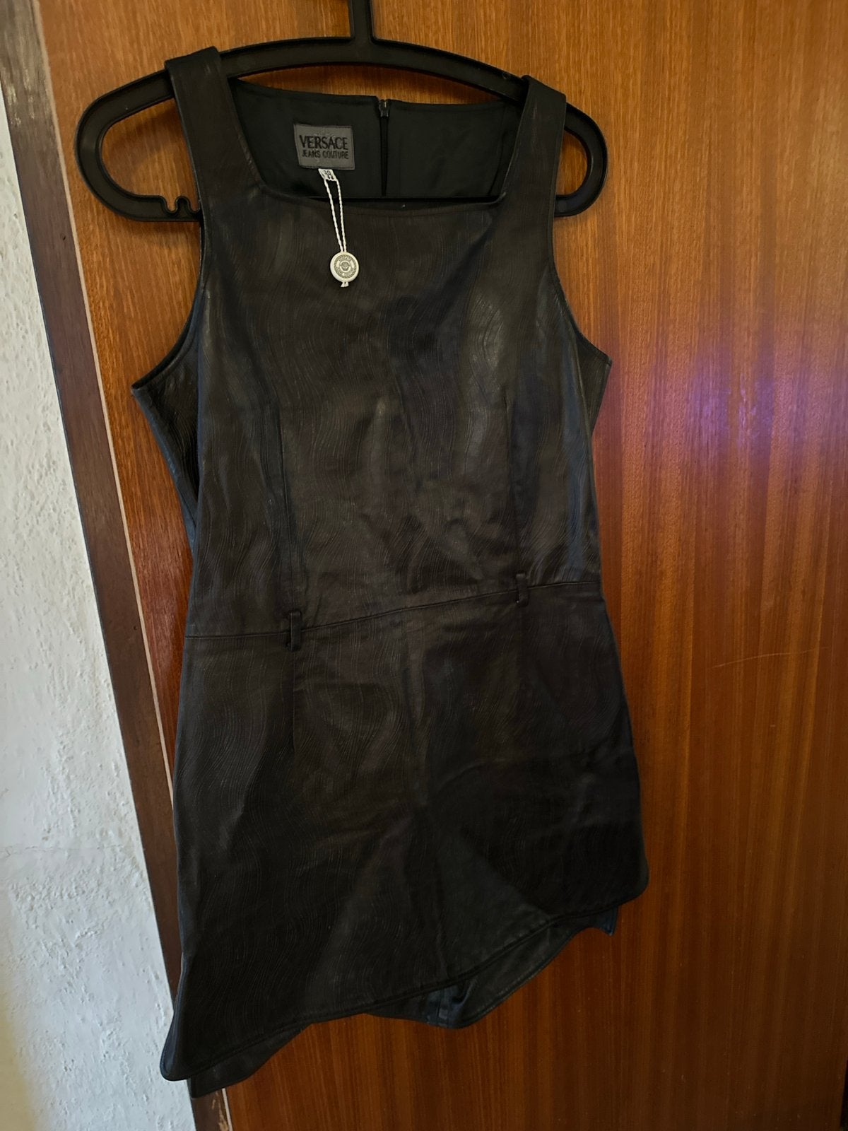 Versace Jeans Couture Leren Jurk Zwart Italiaanse maat44, Kleding | Dames, Zwart, Zo goed als nieuw, Boven de knie, Ophalen