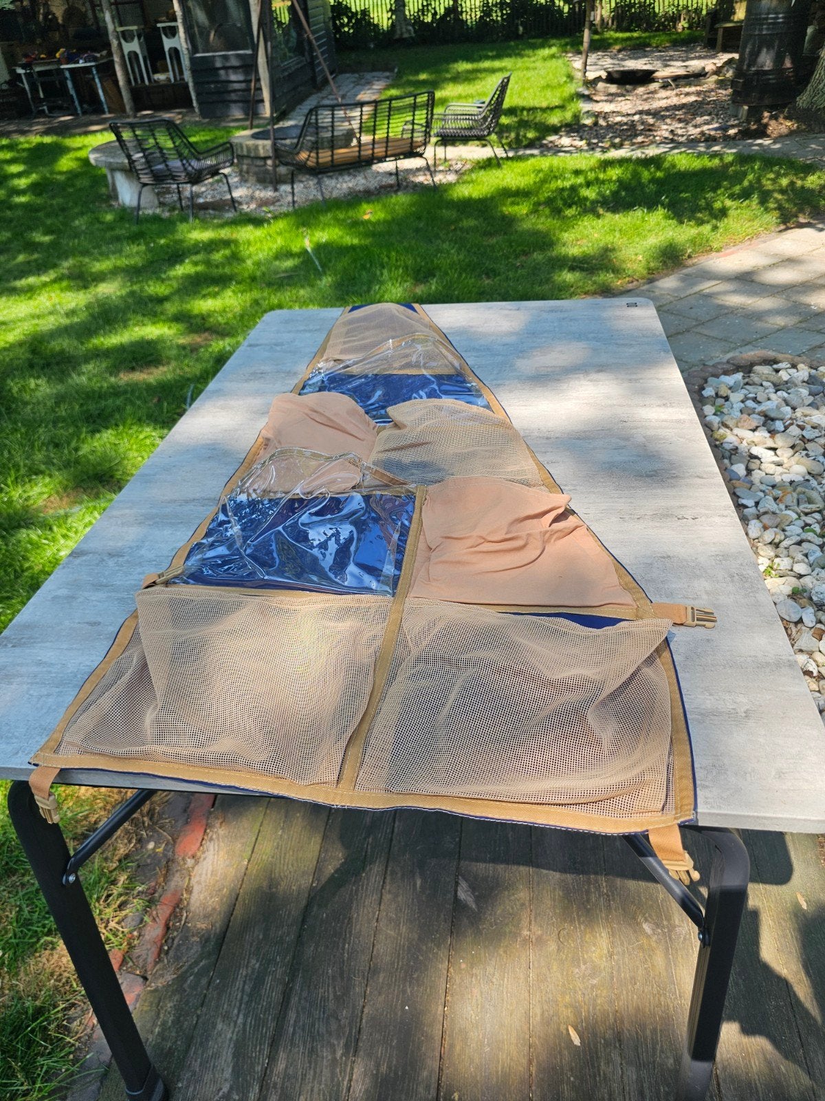 Nog 1 Karsten Tent Opberg Driehoek - Beige met Blauw, Ophalen of Verzenden