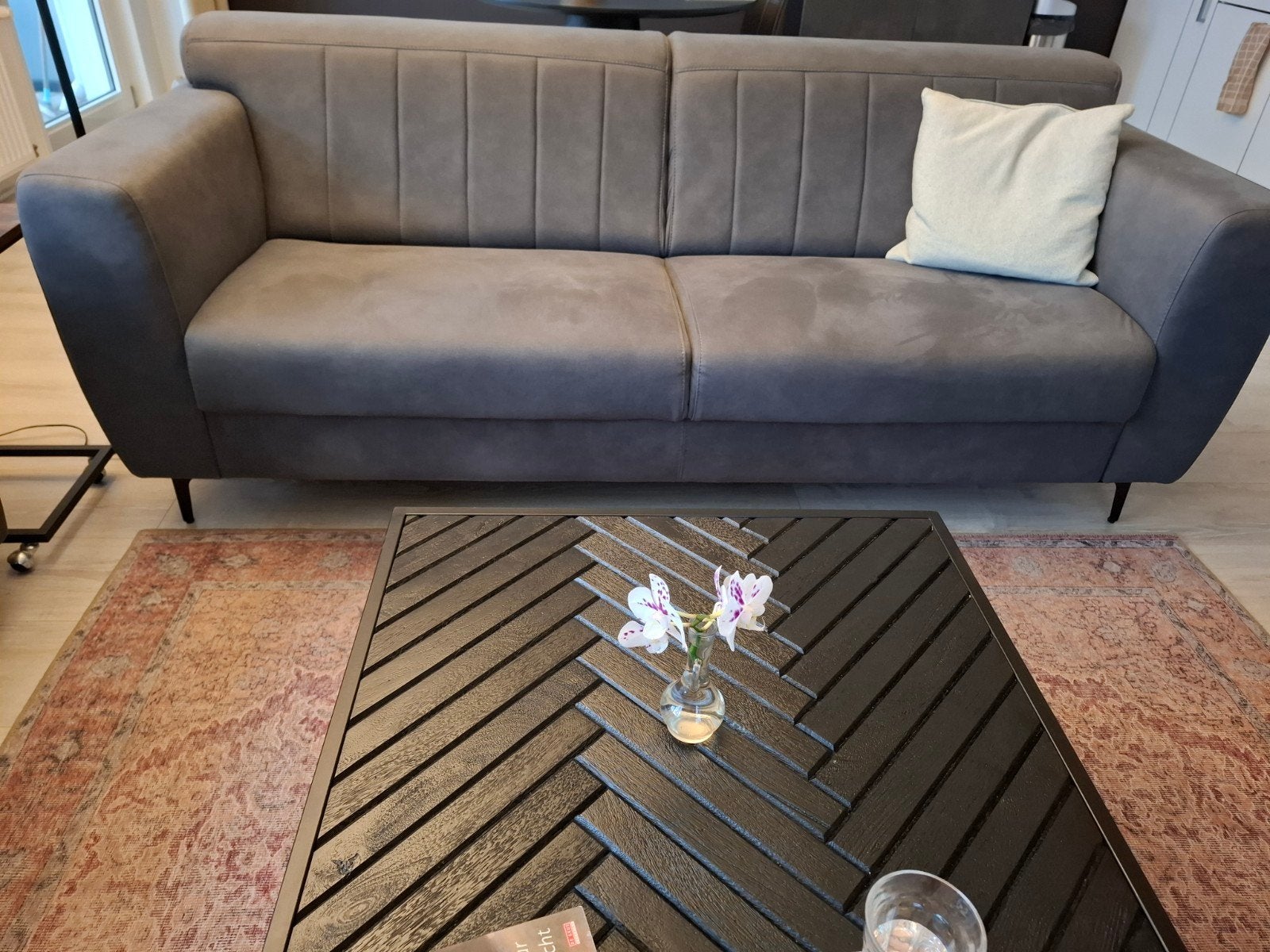 Bankstel Ridgway, donkergrijs, 2 en 3 zits, Huis en Inrichting, Ophalen, 75 tot 100 cm, Zo goed als nieuw, Stof