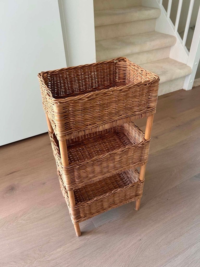 Zara Home rotan opbergrek – 3 manden, Ophalen, Zo goed als nieuw, Rond, Riet